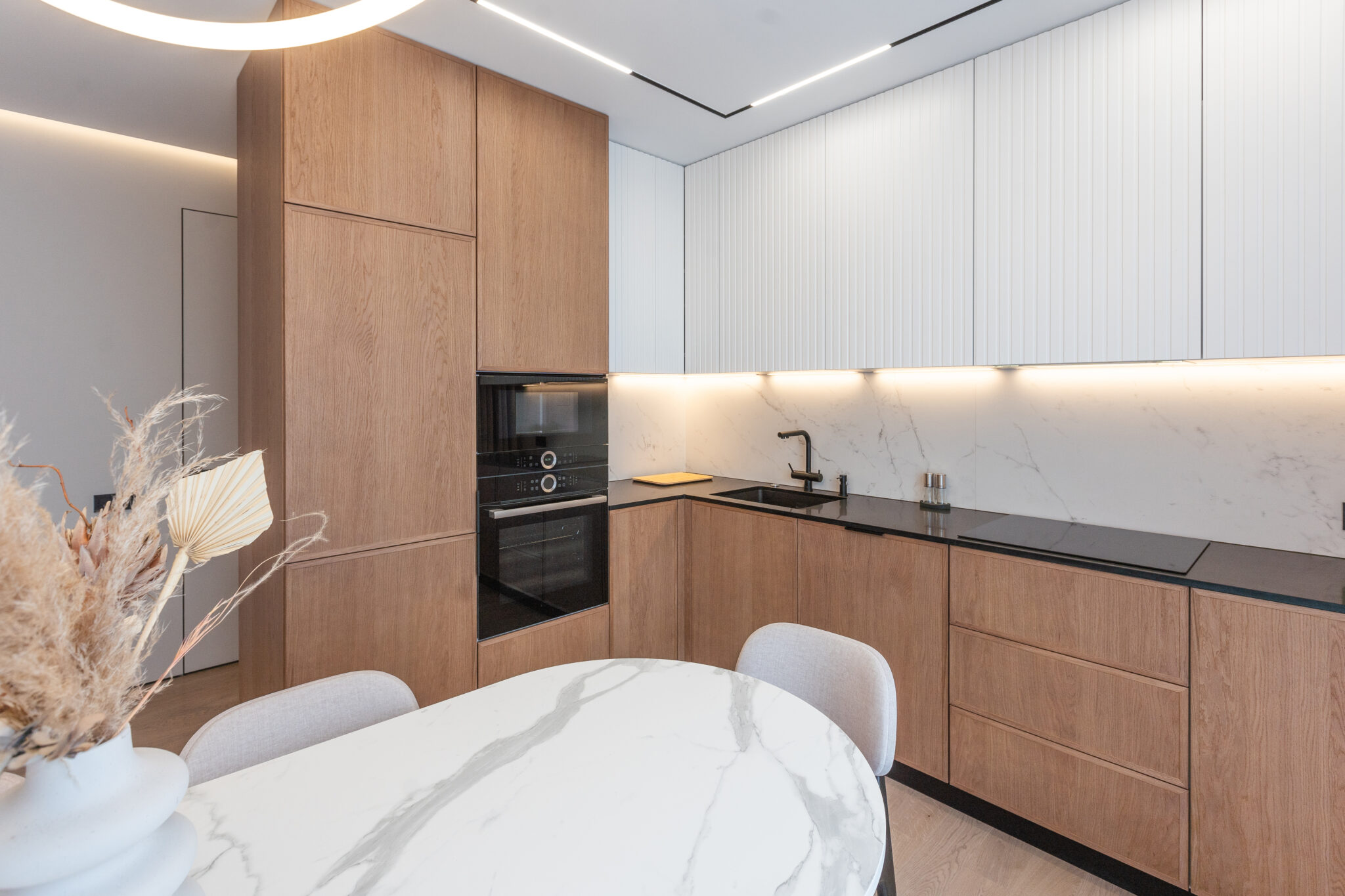 Dining area in modern luxury apartment